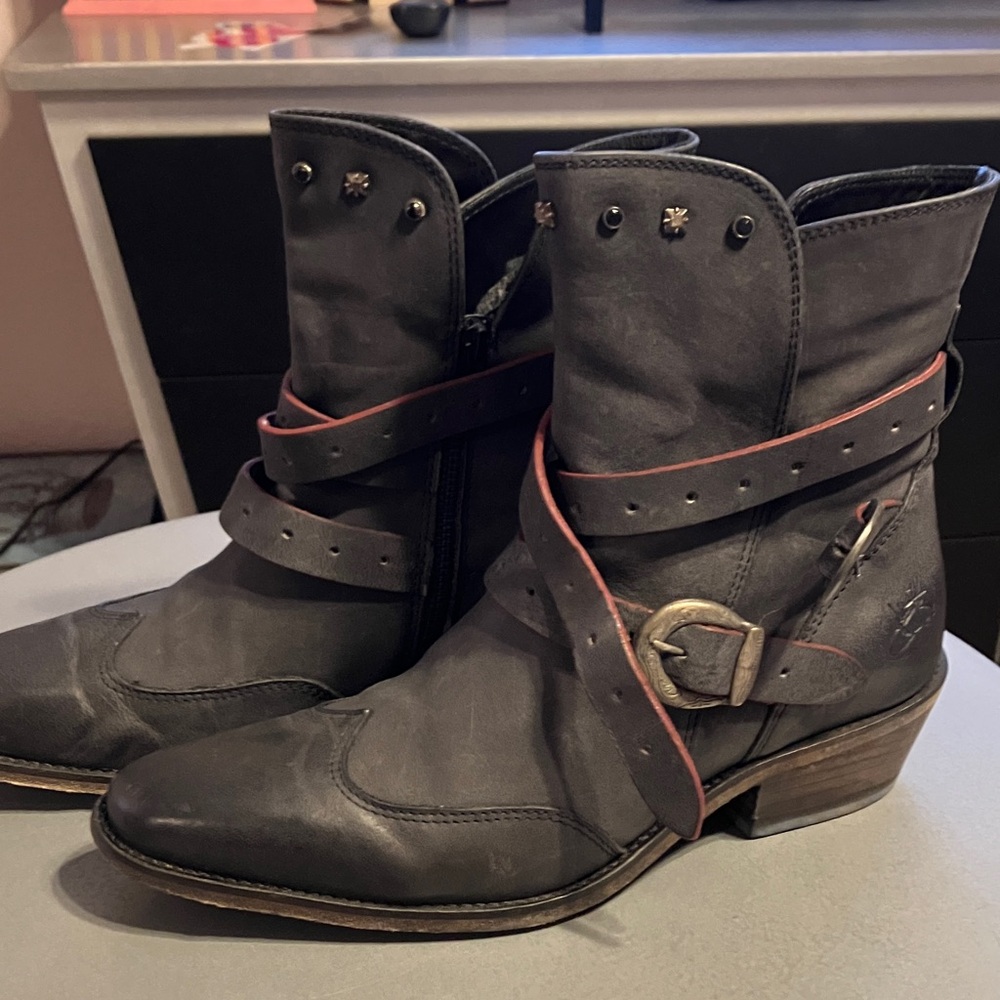 John Fluevog Ruth Double Buckle Ankle Boot - Picture 4 of 8